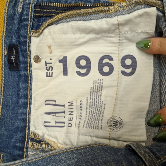 GAP denim high rise 4" shirt with racing stripe ribbon - Picture 2 of 8